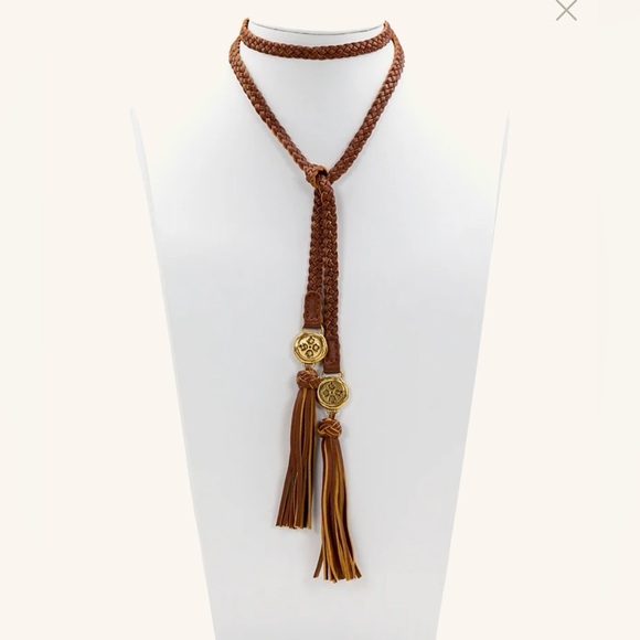 Patricia Nash Cara Leather Lariat Braided Necklace In Navy Blue